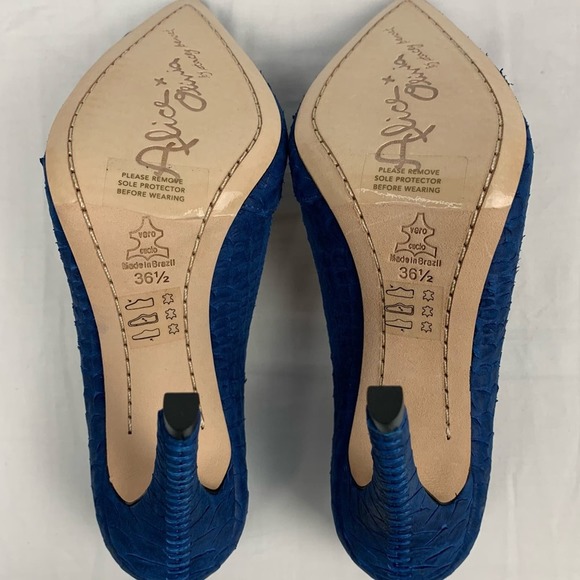 Alice Olivia Size 6 Blue Pointed Toe Suede Leather Pumps Dina Whipstitch Brazil - Picture 12 of 16